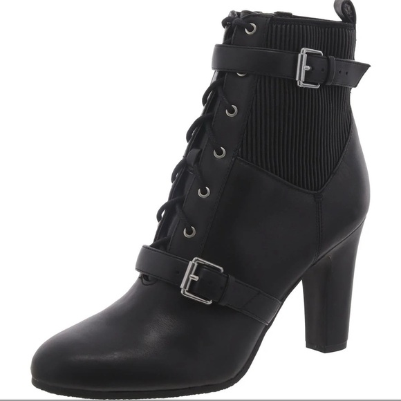 Sam Edelman Black Lace-Up Buckle Heel Boots – Size 10 – New in Box - Picture 1 of 12